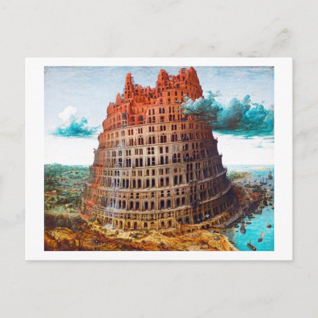 Cartão Postal Torre de Babel, Pieter Bruegel, o Velho (Frente)