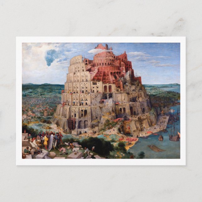 Cartão Postal Torre de Babel, Pieter Bruegel, o Velho, 1563 (Frente)
