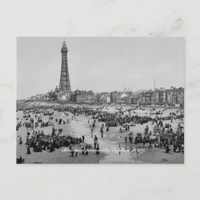 Cartão Postal Torre de Blackpool & passeio c1905, Inglaterra  (Frente)