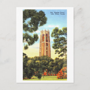 Cartão Postal Torre de Cantar Bok Vintage, Lago Wales, Flórida,