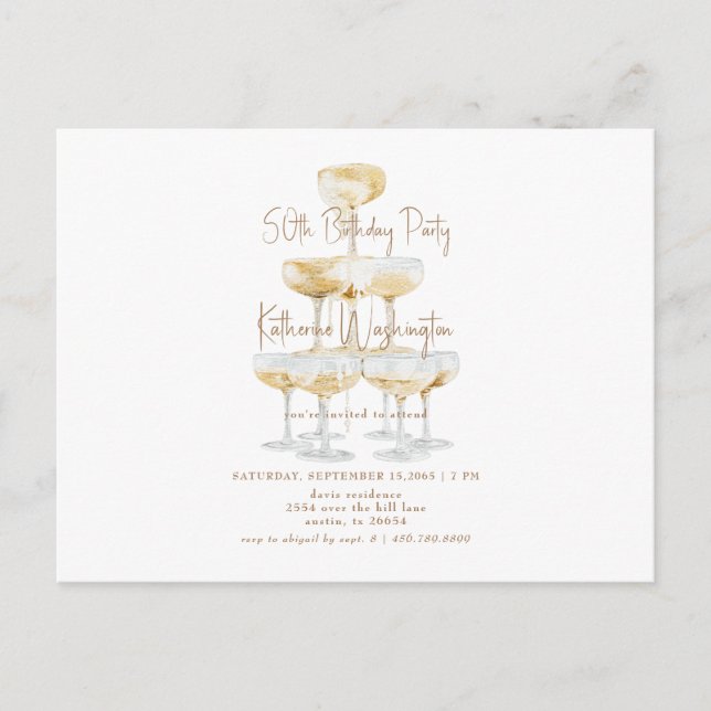 Cartão Postal Torre de Champanhe 50ª Festa de aniversário (Frente)