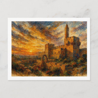 Cartão Postal Torre de David ao Pôr do Sol, 