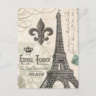 Cartão Postal Torre de Eiffel francesa vintage moderna