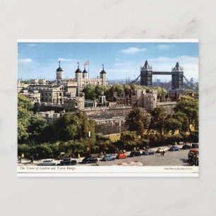 Cartão Postal Torre de Londres e Torre da Ponte Vista Antiga