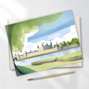 Cartão Postal Torre de Londres Paisagem em Aquarela do Reino U