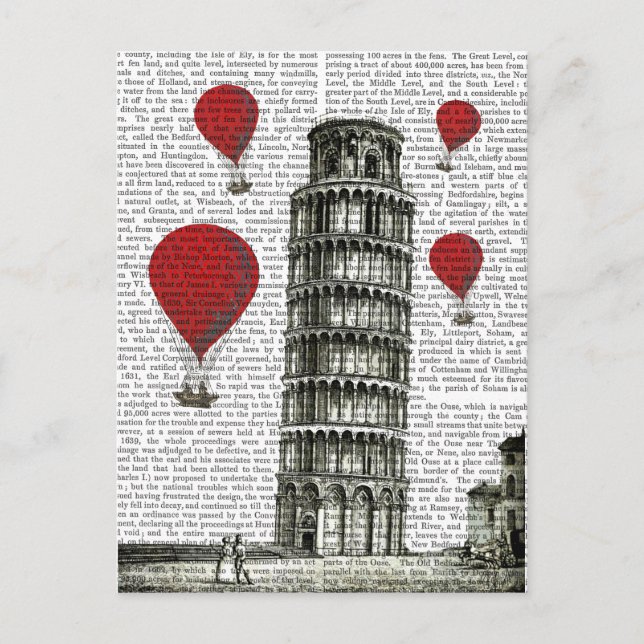 Cartão Postal Torre de Pisa e Balões de Ar Quente Vermelho (Frente)