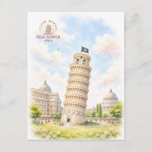 Cartão Postal Torre de Pisa, Itália Paisagem Arquitetônica