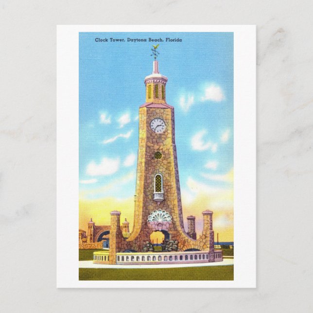 Cartão Postal Torre de relógio na praia de Daytona (Frente)