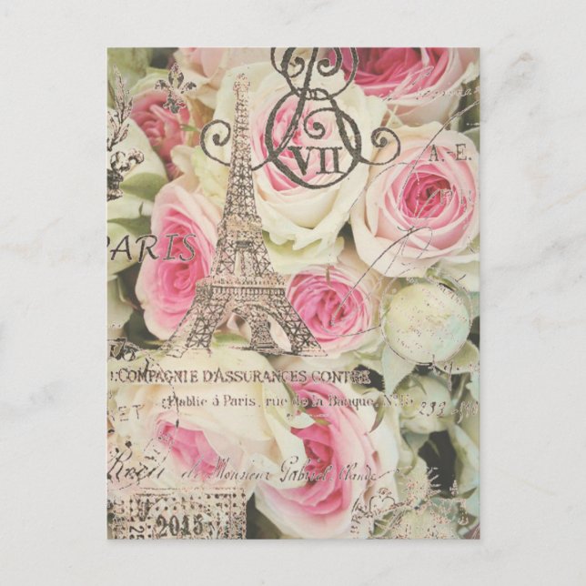 Cartão Postal torre de retro de moda feminina paris eiffel (Frente)