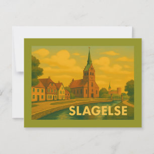 Cartão Postal Torre de Slagelse Dinamarca