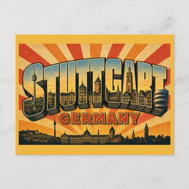 Cartão Postal Torre de TV de Stuttgart Alemanha (Frente)