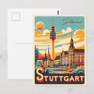 Cartão Postal Torre de TV Estugarda - Presente alemão Fernsehtur