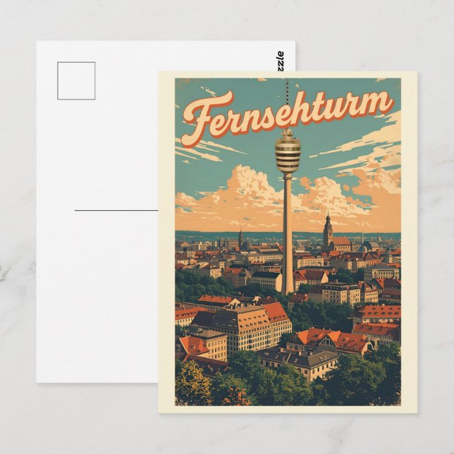 Cartão Postal Torre de TV Retro Stuttgart Fernsehturm presente a (Frente/Verso)