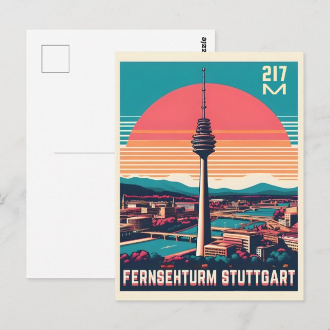 Cartão Postal Torre de TV Retro Stuttgart Fernsehturm presente a (Frente/Verso)
