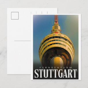 Cartão Postal Torre de TV Vintage Stuttgart Fernsehturm presente