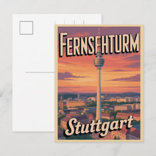 Cartão Postal Torre de TV Vintage Stuttgart Fernsehturm presente