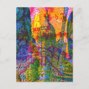 Cartão Postal Torre de Viagem Marítima Abstrata Vintage