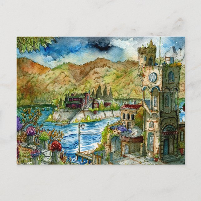 Cartão Postal Torre del Lago Acuarela  (Frente)