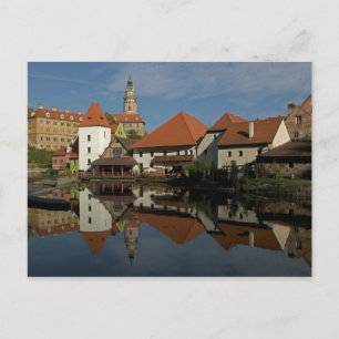 Cartão Postal Torre do Castelo, Rio Vltava, Cesky Krumlov,