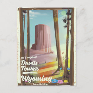 Cartão Postal Torre do Diabo, Wyoming impressão de acampamento v
