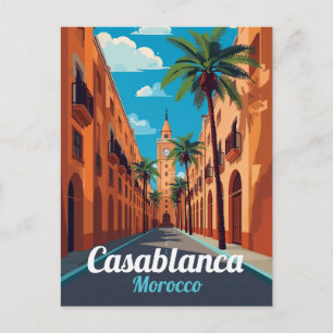 Cartão Postal Torre do Relógio de Casablanca Viagem Arte