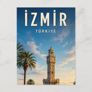 Cartão Postal 🌅 Torre do Relógio de Esmirna Turquia e Vistas pa