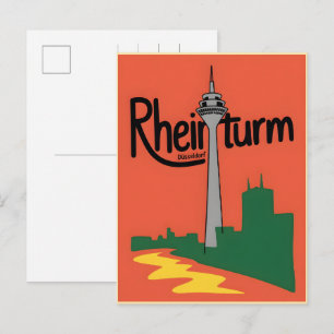 Cartão Postal Torre do Reno Dusseldorf Rheinturm presente alemão