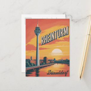 Cartão Postal Torre do Reno Dusseldorf Rheinturm presente alemão