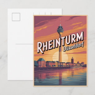 Cartão Postal Torre do Reno Dusseldorf Rheinturm presente alemão
