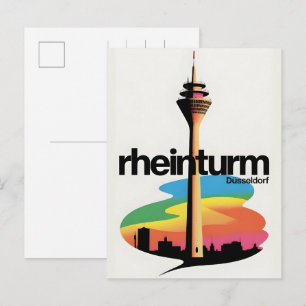 Cartão Postal Torre do Reno Dusseldorf Rheinturm presente alemão