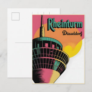 Cartão Postal Torre do Reno Dusseldorf Rheinturm presente alemão