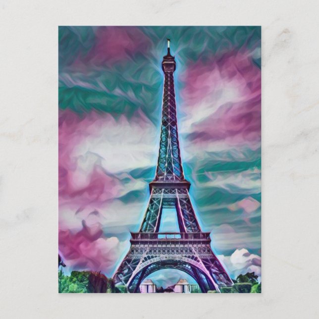 Cartão Postal Torre Eiffel abstrato (Frente)