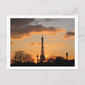 Cartão Postal Torre Eiffel de Paris ao pôr do sol