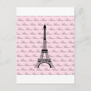 Cartão Postal Torre Eiffel de Paris Rosa e Negra