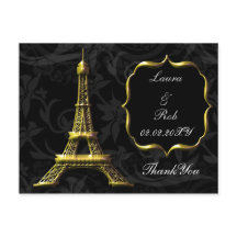 Torre Eiffel dourada Agradecimento de Casamento Fr