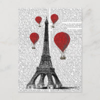 Torre Eiffel e Balões de Ar Quente Vermelho