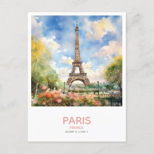 Cartão Postal Torre Eiffel em Primavera Salve a Data