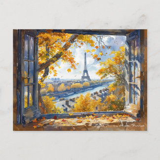 Cartão Postal Torre Eiffel em Watercolor Paris Viagem Art
