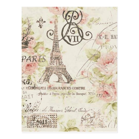 Cartao Postal Torre Eiffel Floral Romantica Chique Feminino De Zazzle Com Br