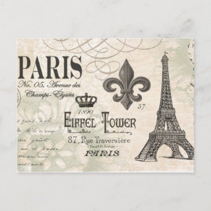 Cartão Postal Torre Eiffel, francesa da antiga vintagem