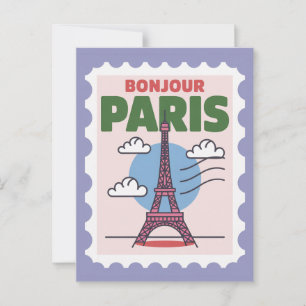 Cartão Postal Torre Eiffel icônica de Paris antiga Cidade France