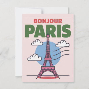 Cartão Postal Torre Eiffel Icônica Retro Paris Cidade Francesa