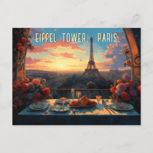 Cartão Postal Torre Eiffel Ilustração Arte Viagem Cidade de Pari