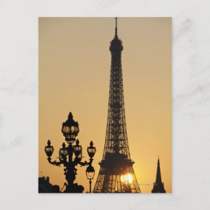 Cartão Postal Torre Eiffel no pôr do sol