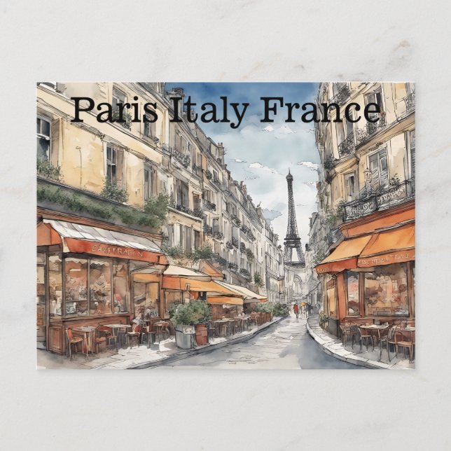 Cartão Postal Torre Eiffel Paris França Cena da Cidade  (Frente)