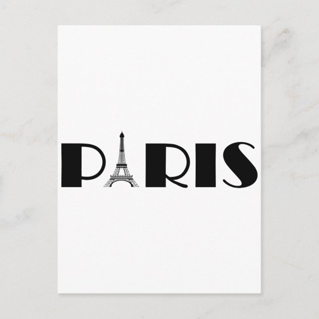 Cartão Postal Torre Eiffel Paris Preta e Branca (Frente)