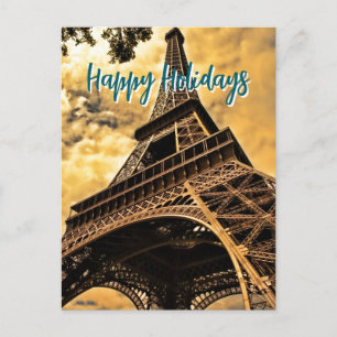 Cartão Postal Torre Eiffel Paris Viagem Arte Vintage Retro