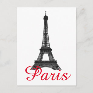 Cartão Postal Torre Eiffel Preto Branco Paris Amor Cidade Viagem