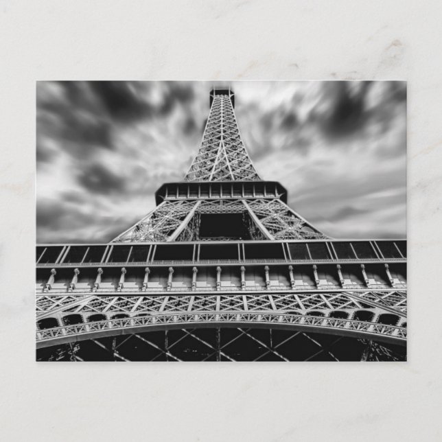 Cartão Postal Torre Eiffel Preto e Branco Paris Viagem Francesa (Frente)