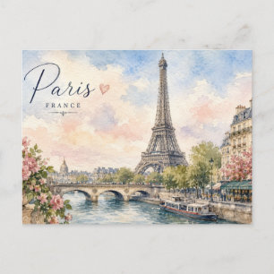 Cartão Postal Torre Eiffel rio seine Paris França 